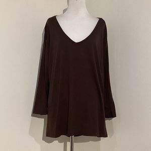 Women's Brown Long Sleeves Tee Shirt